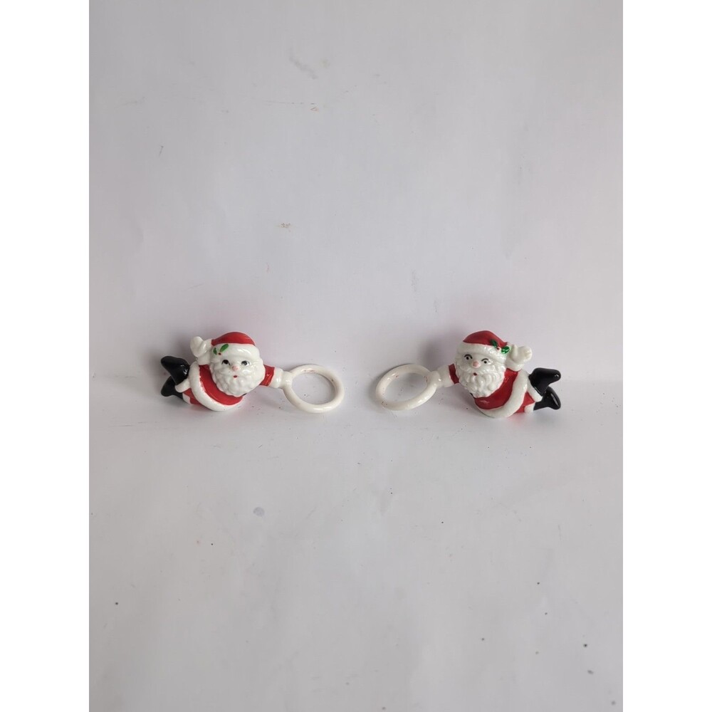 Vintage Fitz and Floyd Santa Candle Ring Set Ceramic Waving